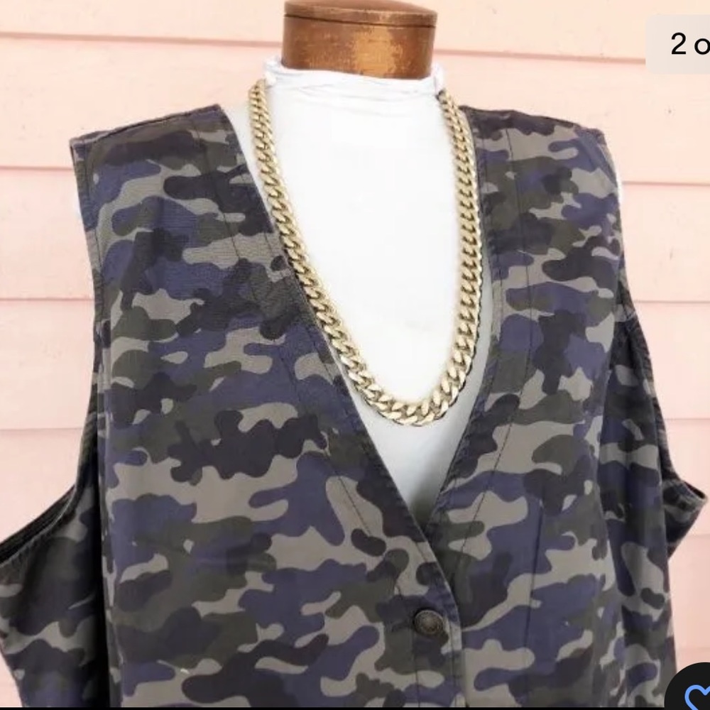 D & Co. (Denim & Co.) green olive camo vest - Picture 2 of 3